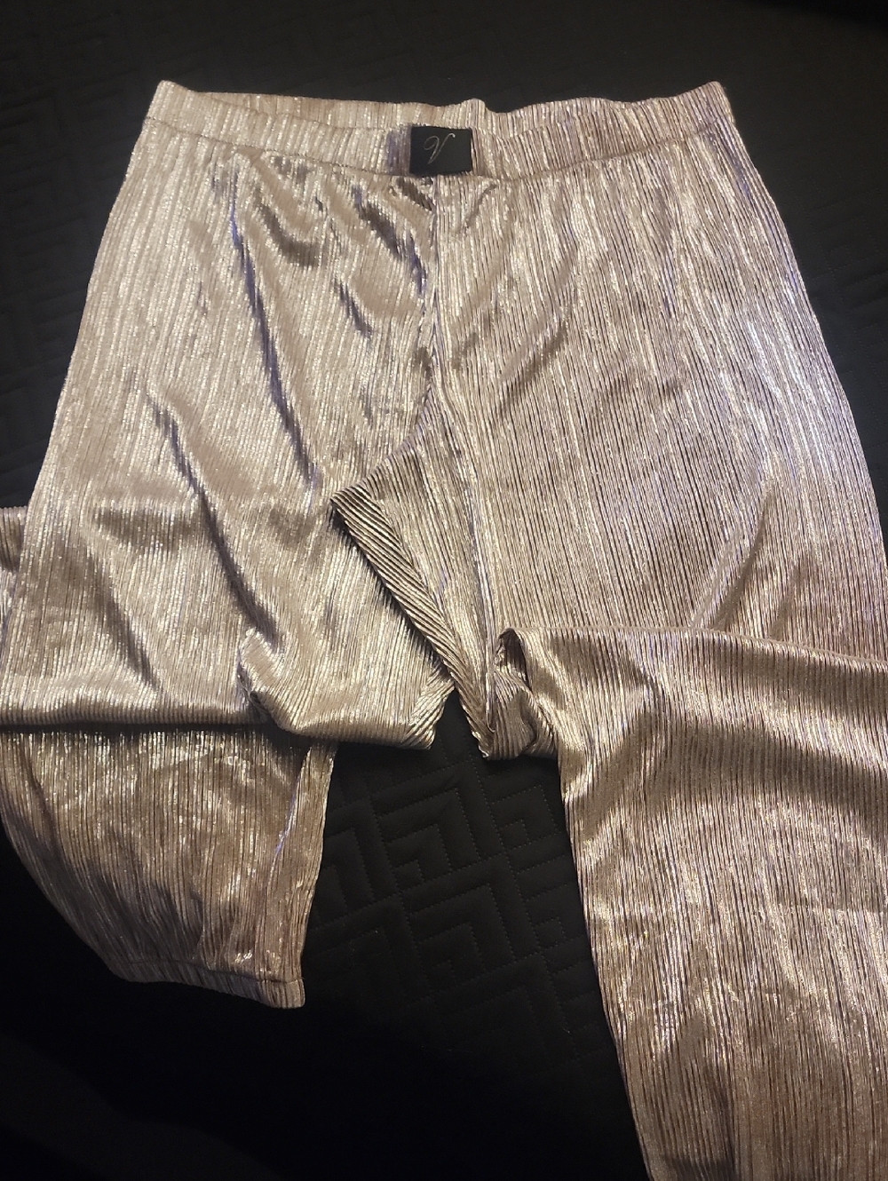 Victoria Secret Metallic Pleated Stretch Pants - Gold Tone